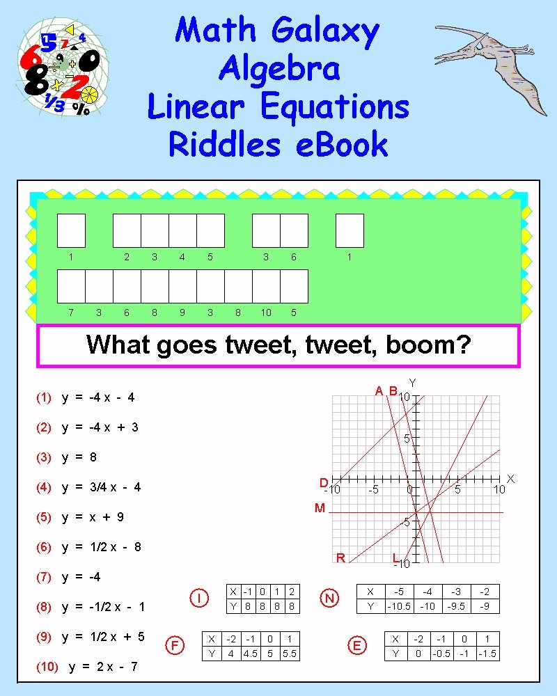 Algebra Linear Equations Riddles eBook