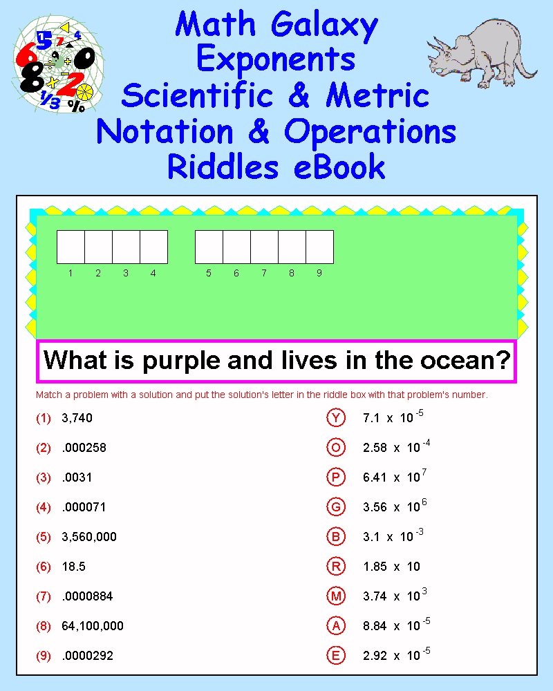 Algebra Scientific & Metric Notation & Operations Riddles eBook