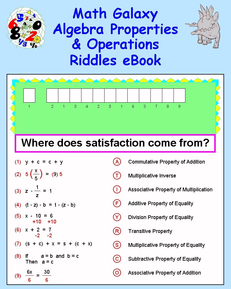 Algebra Properties & Operations Riddles eBook